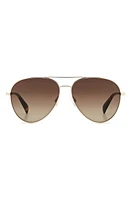 rag & bone 59mm Aviator Sunglasses in Gold Havana/Brown Gradient at Nordstrom