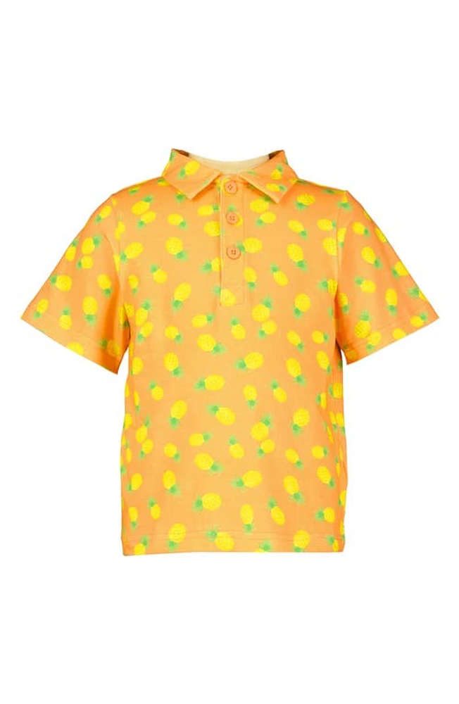 Rachel Riley Pineapple Print Polo Orange at Nordstrom,