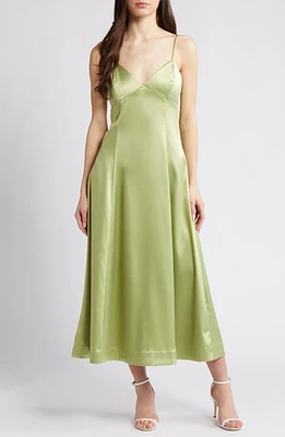 WAYF The Elodie Satin Dress Pistachio at Nordstrom,