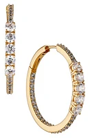 Nadri Love All Cubic Zirconia Medium Hoop Inside Out Earrings in Gold at Nordstrom