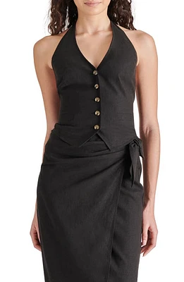 Steve Madden Wolfe Linen Blend Halter Top Black at Nordstrom,