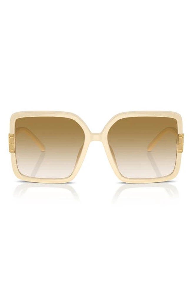 Tory Burch 57mm Gradient Square Sunglasses in Milky Ivory at Nordstrom