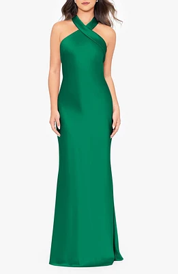 Xscape Evenings Halter Neck Satin Trumpet Gown at Nordstrom,