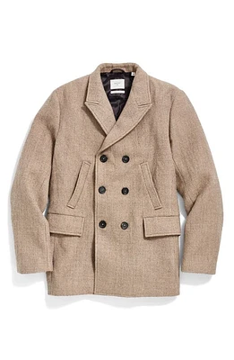 Billy Reid Bond Virgin Wool Peacoat Charcoal/Tan at Nordstrom,