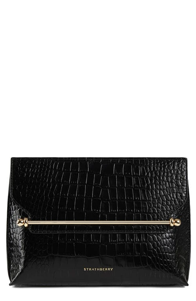 Strathberry Multrees Leather Chain Wallet in Black/Vanilla at Nordstrom