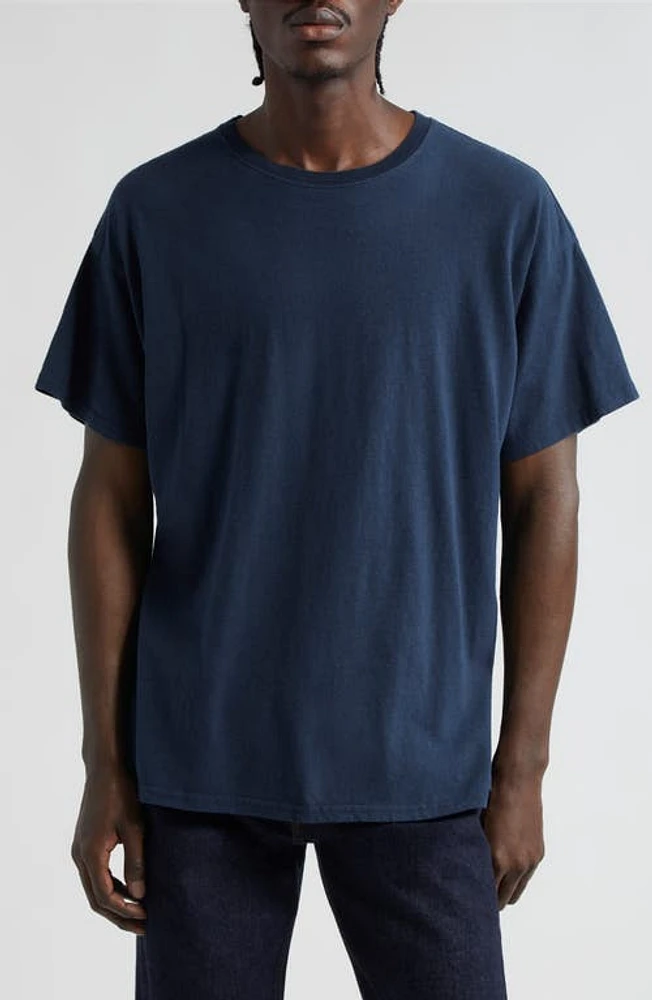 The Elder Statesman Travel Agency Cotton & Linen T-Shirt Navy at Nordstrom,