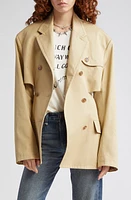 R13 Open Back Double Breasted Blazer Light Khaki at Nordstrom,