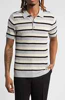 Open Edit Texture Stitch Polo Sweater Stripe at Nordstrom,