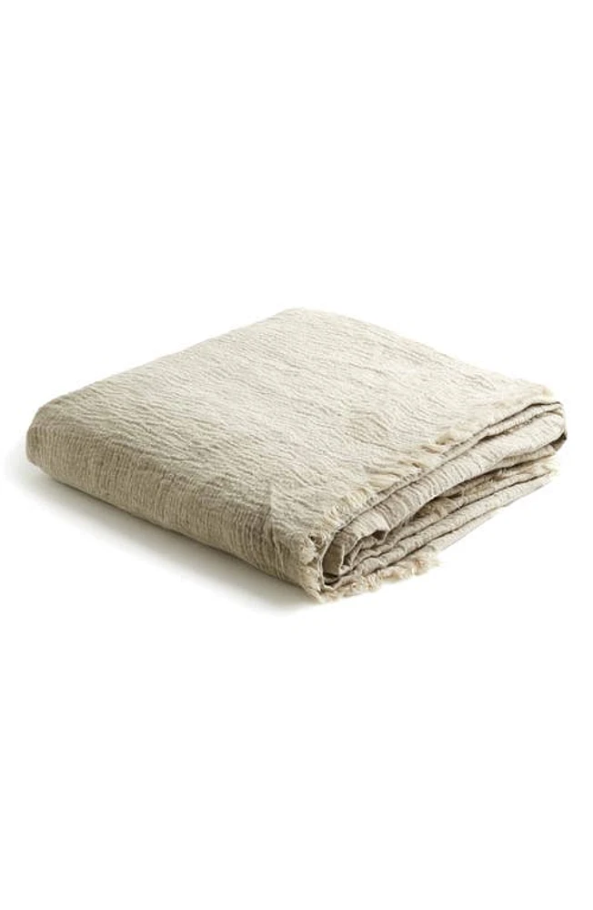 PIGLET IN BED Crinkle Linen Throw Blanket in Oatmeal at Nordstrom