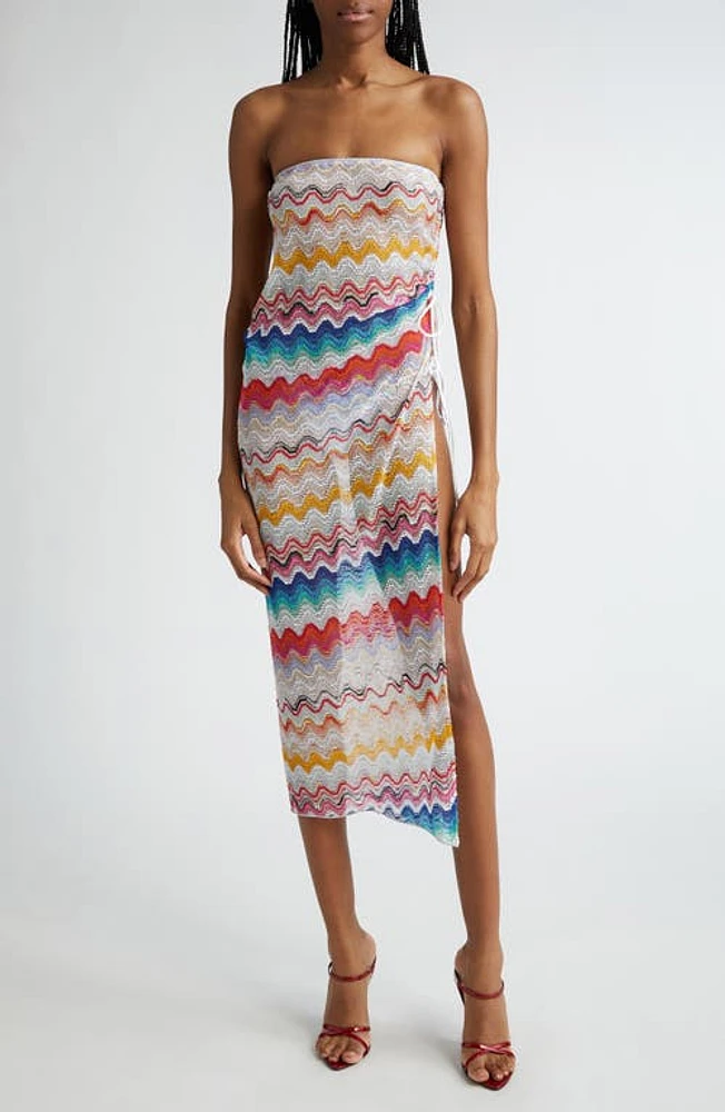 Missoni Strapless Semisheer Chevron Dress Multicolor White Base at Nordstrom, Us