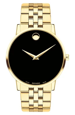 Movado Museum Dot Bracelet Watch, 40mm in Gold/Black/Gold at Nordstrom