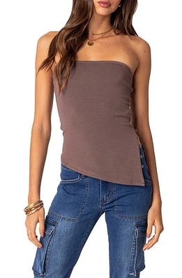 EDIKTED Silvia Asymmetric Strapless Top Mocha at Nordstrom,