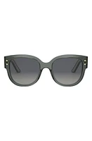 'DiorPacific B2I 54mm Butterfly Sunglasses in Shiny Dark Green /Smoke at Nordstrom