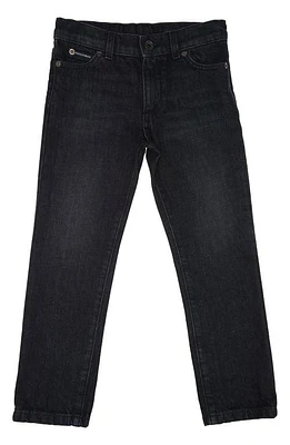 Dolce & Gabbana Kids' Metal Logo Slim Straight Leg Jeans Dark Grey at Nordstrom,