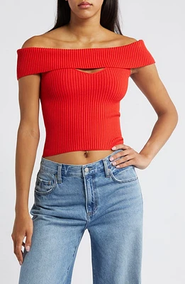 ASTR the Label Ainsley Cutout Off Shoulder Sweater Hot Red at Nordstrom,