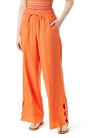 Sam Edelman Ramone Cutout Linen Blend Wide Leg Pants in Tigerlily at Nordstrom, Size X-Large