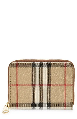 burberry Check Coated Canvas Zip Wallet in Vint Check/Briar Brown at Nordstrom