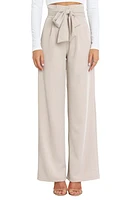 Petal & Pup Kieran Tie Waist Wide Leg Pants Beige at Nordstrom,