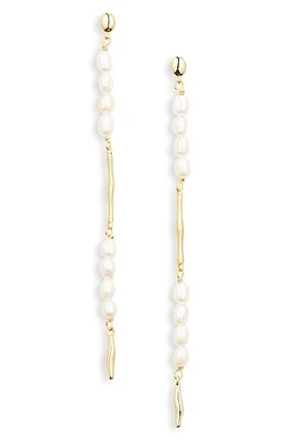 Argento Vivo Sterling Silver Freshwater Pearl Linear Drop Earrings in Gold at Nordstrom