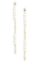 Argento Vivo Sterling Silver Freshwater Pearl Linear Drop Earrings in Gold at Nordstrom