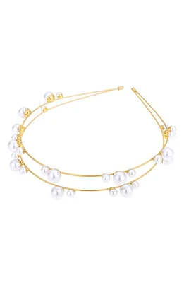 Ettika Imitation Pearl Headband in Gold at Nordstrom