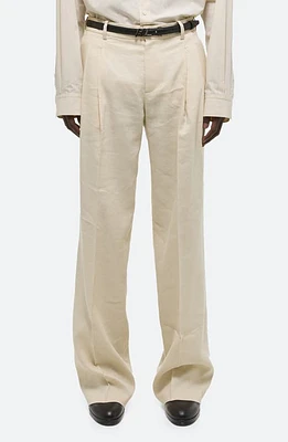 Helmut Lang Double Pleated Linen Blend Pants in Summer Sand at Nordstrom, Size 36