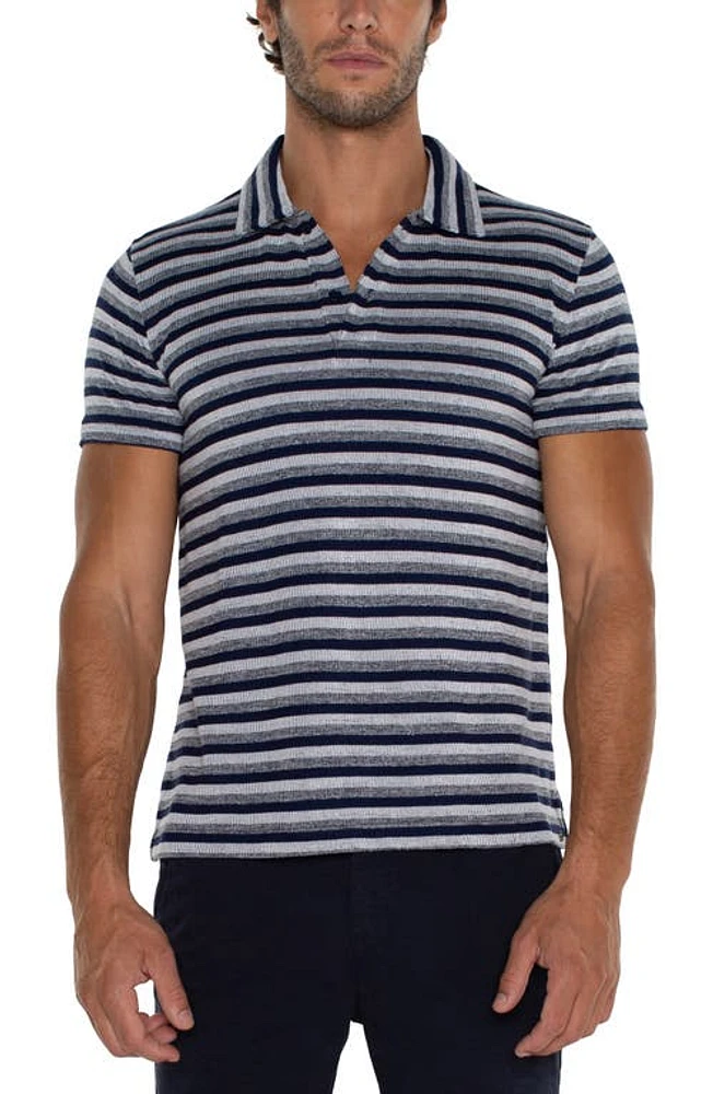 Liverpool Los Angeles Stripe Polo Navy/White Melange at Nordstrom,