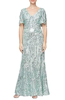 Alex Evenings Sequin Lace Cold Shoulder Trumpet Evening Gown at Nordstrom