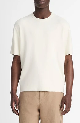 Vince Milano Short Sleeve Crewneck Sweater Classic Cream at Nordstrom,