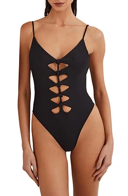 ViX Swimwear Megan Solid One-Piece Swimsuit Black at Nordstrom,