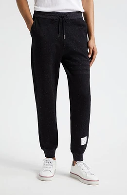 Thom Browne 4-Bar Flecked Cotton & Silk Sweatpants Black at