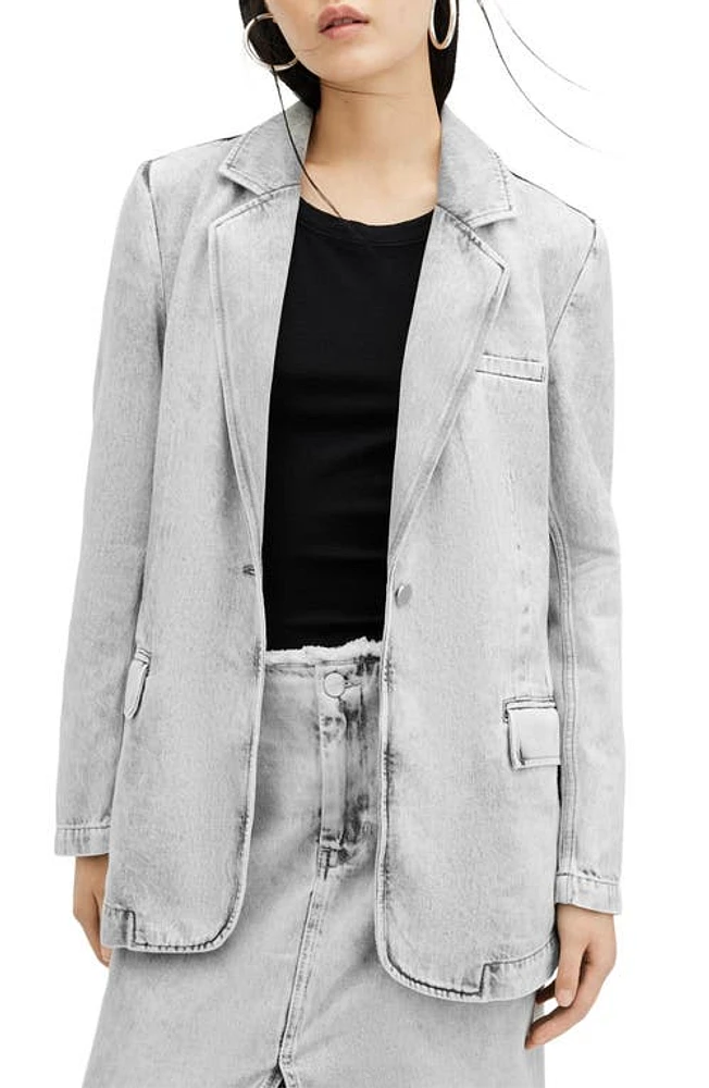 AllSaints Ever Denim Blazer Snow Grey at Nordstrom, Us