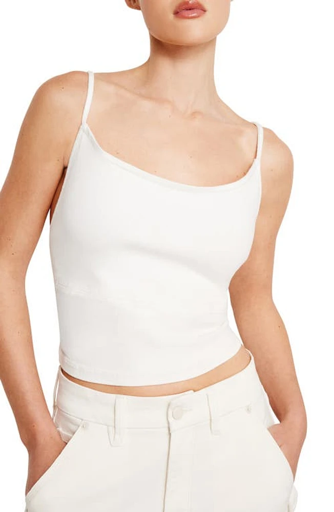 Good American Tie Back Denim Crop Camisole Cloud White001 at Nordstrom,