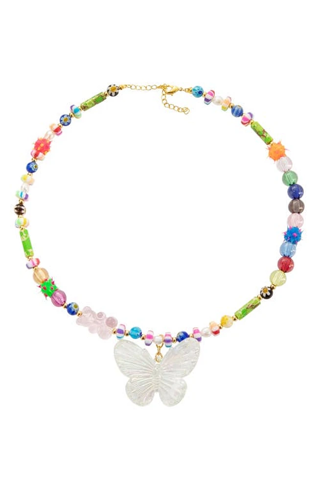 July Child The Dua Beaded Pendant Necklace in Butterfly Pearl/Beads/Pearls at Nordstrom