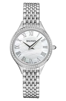 BALMAIN WATCHES Mother-of-Pearl Diamond Bracelet Watch, 29mm in Stainless Steel at Nordstrom