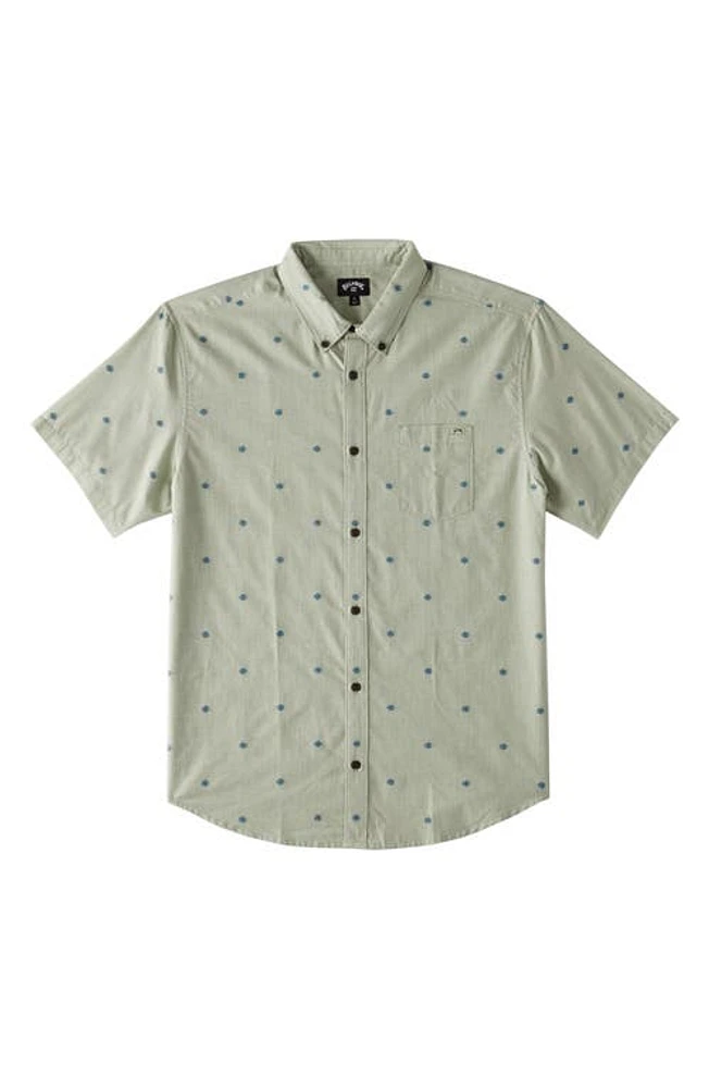 Billabong All Day Neat Jacquard Short Sleeve Button-Down Shirt in Seafoam at Nordstrom, Size Xx-Large