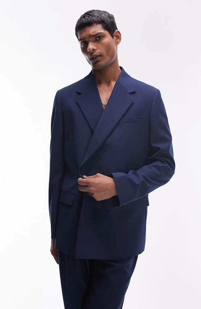 Topman Modern Fit Suit Jacket Navy at Nordstrom,