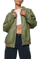 Princess Polly Goldsmith Faux Leather Bomber Jacket Green at Nordstrom,