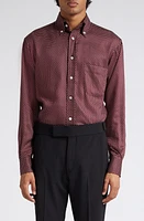 TOM FORD Polka Dot Slim Fit Button-Down Shirt Burgundy/White at Nordstrom, Eu