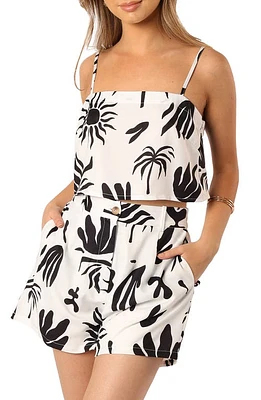 Petal & Pup Carey Print Crop Camisole White Black at Nordstrom,