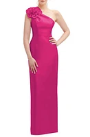 Alfred Sung Flower One-Shoulder Column Gown at Nordstrom,