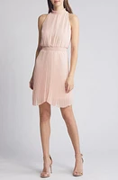 Sam Edelman Mock Neck Plissé Skirt Minidress at Nordstrom,