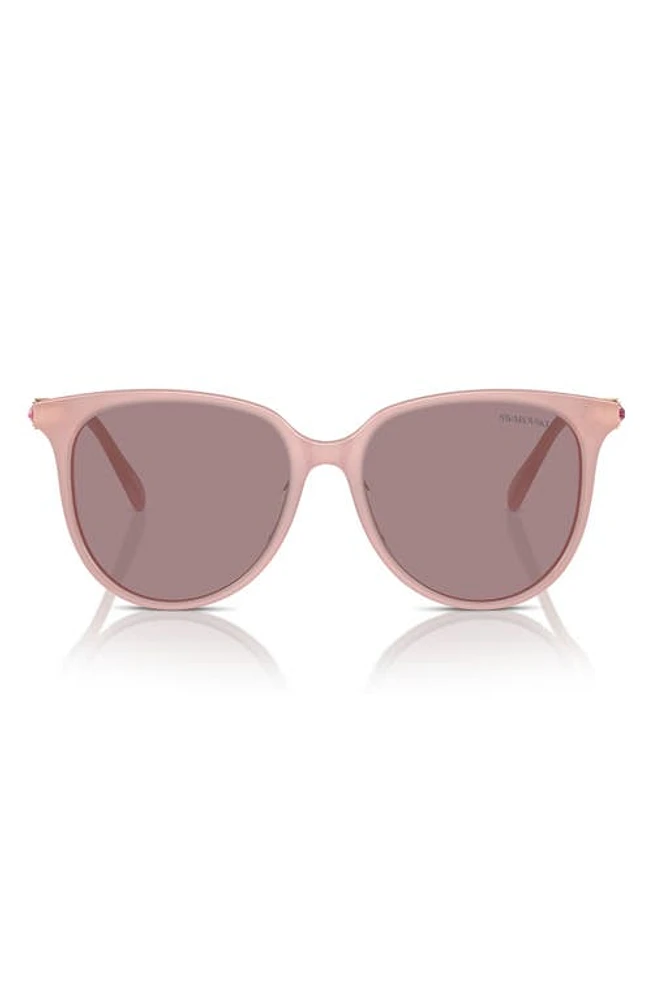 Swarovski 56mm Round Crystal Sunglasses in Milky Pink at Nordstrom