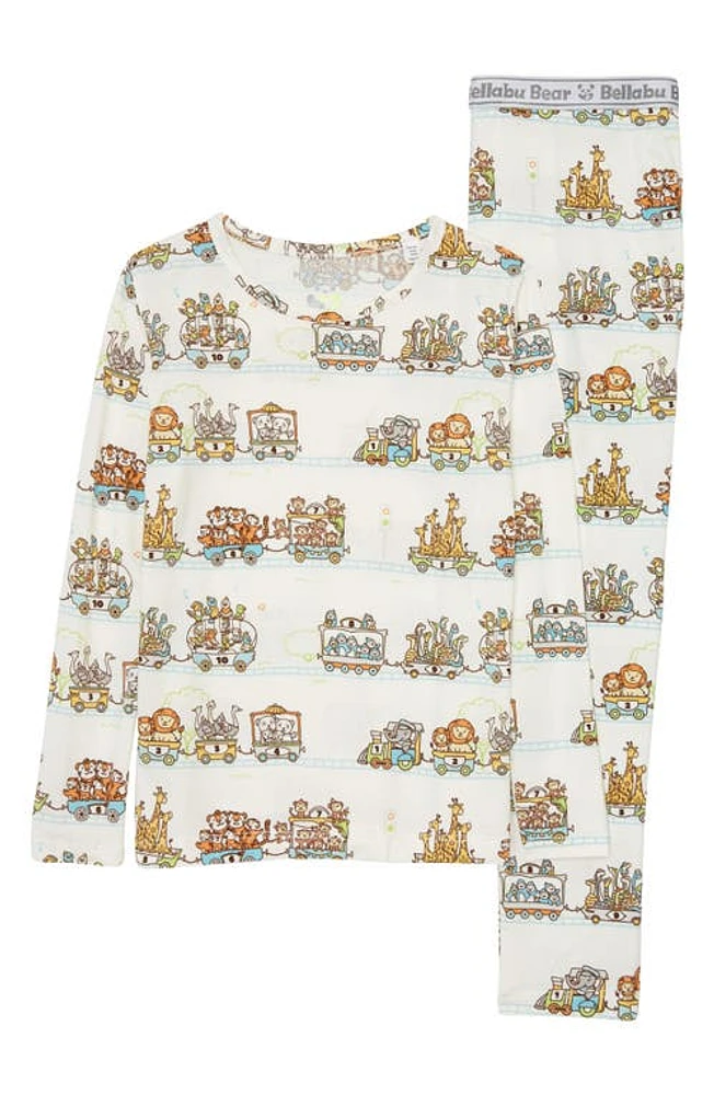 Bellabu Bear Kids' Zoo Train Fitted Two-Piece Pajamas at Nordstrom,