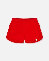 Deux Par Deux Little Girl's French Terry Short True Red at Nordstrom, Size 2T