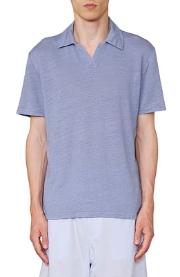 Officine Générale Simon Linen Knit Polo Moody Blue at Nordstrom,