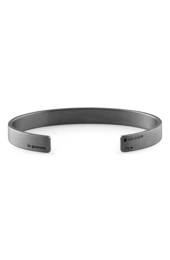 le gramme Men's 21G Brushed Sterling Silver Ribbon Cuff Bracelet in Black Silver at Nordstrom, Size Small