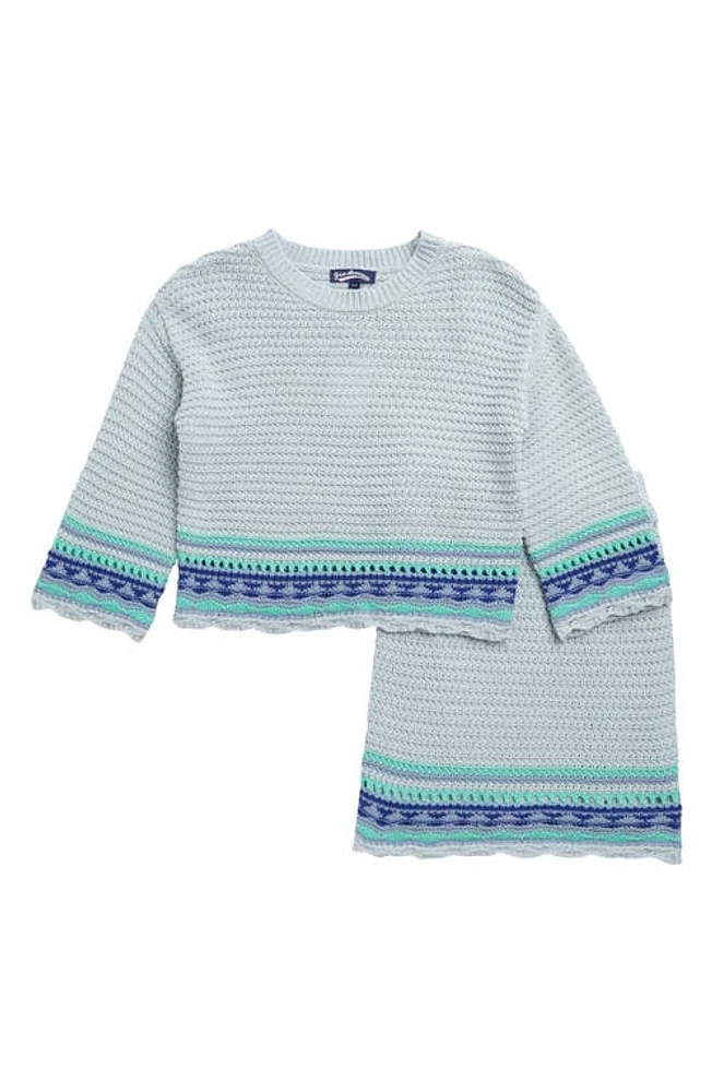 Freshman Kids' Open Stitch Sweater & Skirt Set Blue Sky at