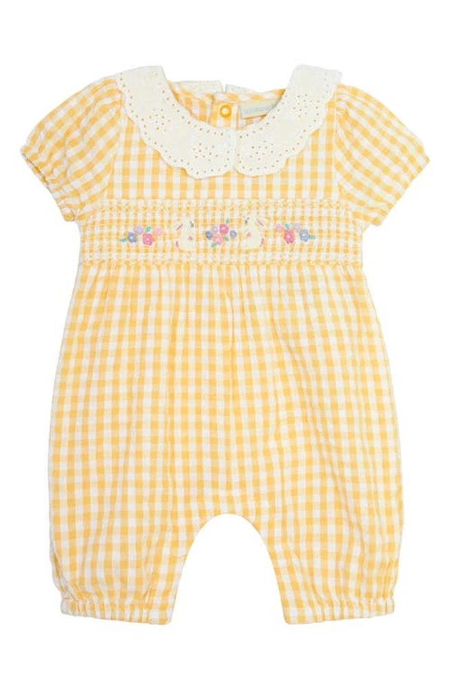 JOJO MAMAN BEBE Embroidered Bunny Romper Yellow at Nordstrom,