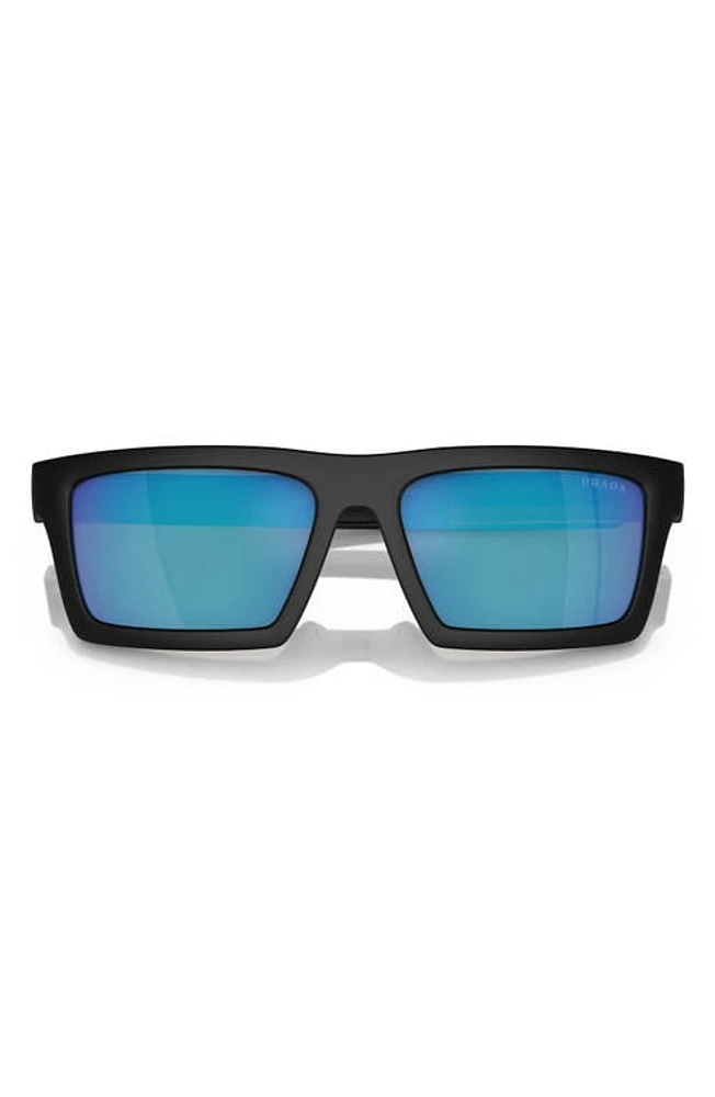 PRADA SPORT 55mm Rectangular Sunglasses in Black/Green Blue at Nordstrom